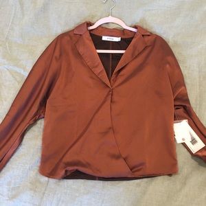 Burnt Orange oversized Silk Buttonup Blouse